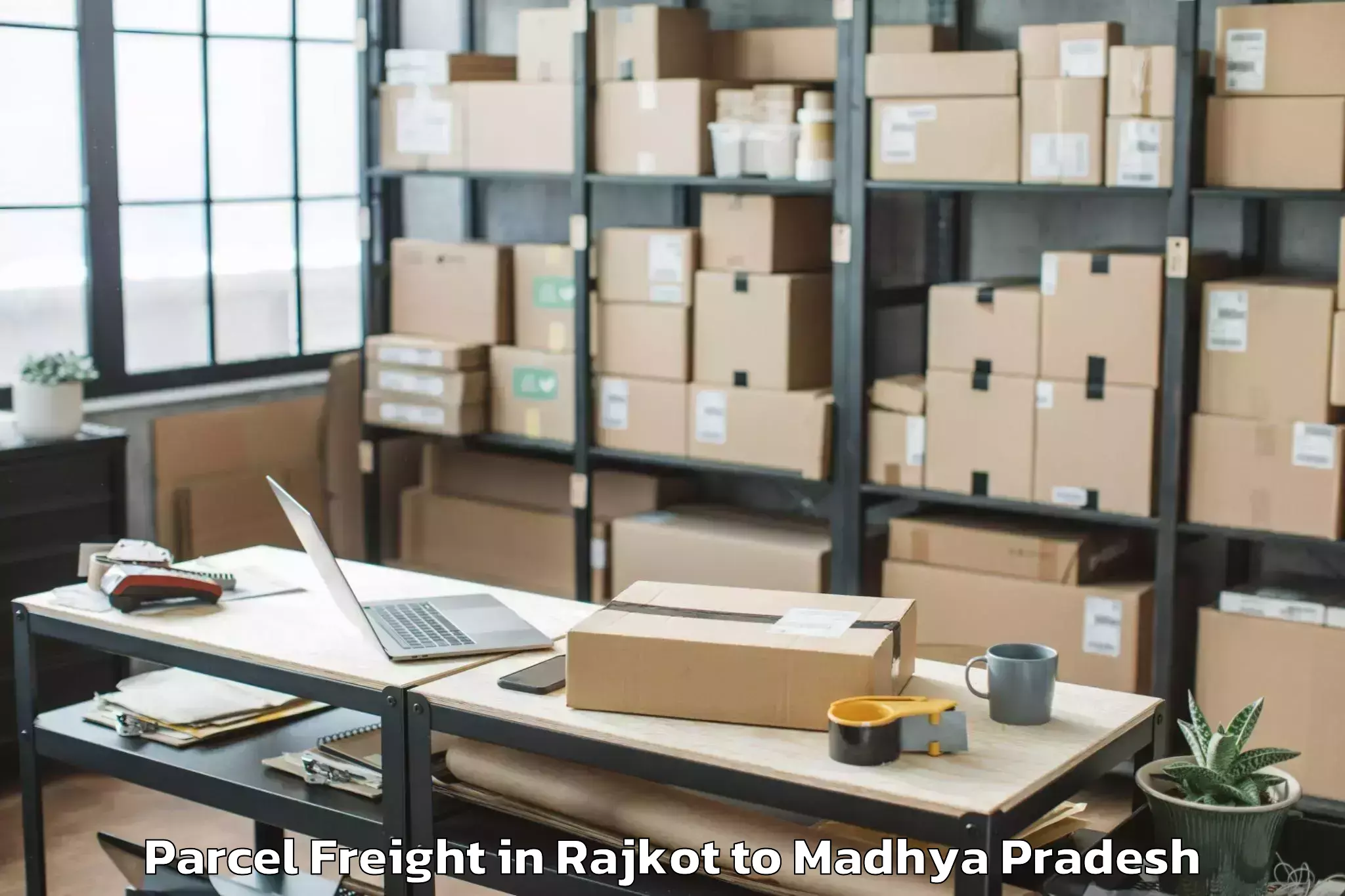 Top Rajkot to Rahatgaon Parcel Freight Available